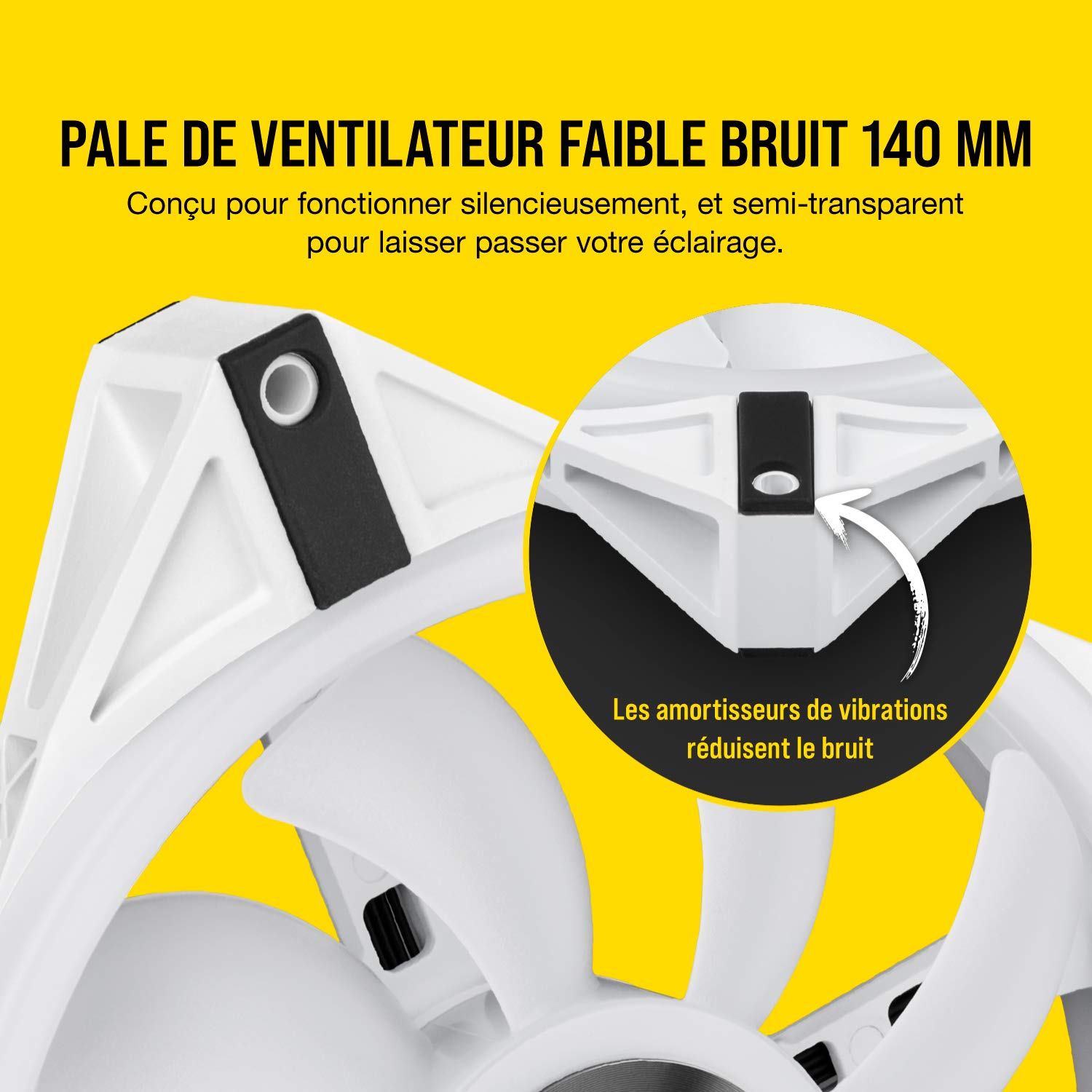 Corsair iCUE QL140 RGB, Ventilateur LED RGB PWM 140 mm (34 LED Paramétrables Individuellement, Allant jusqu’à 1 250 TR/Min, Faible Bruit) Simple Pack - Blanc