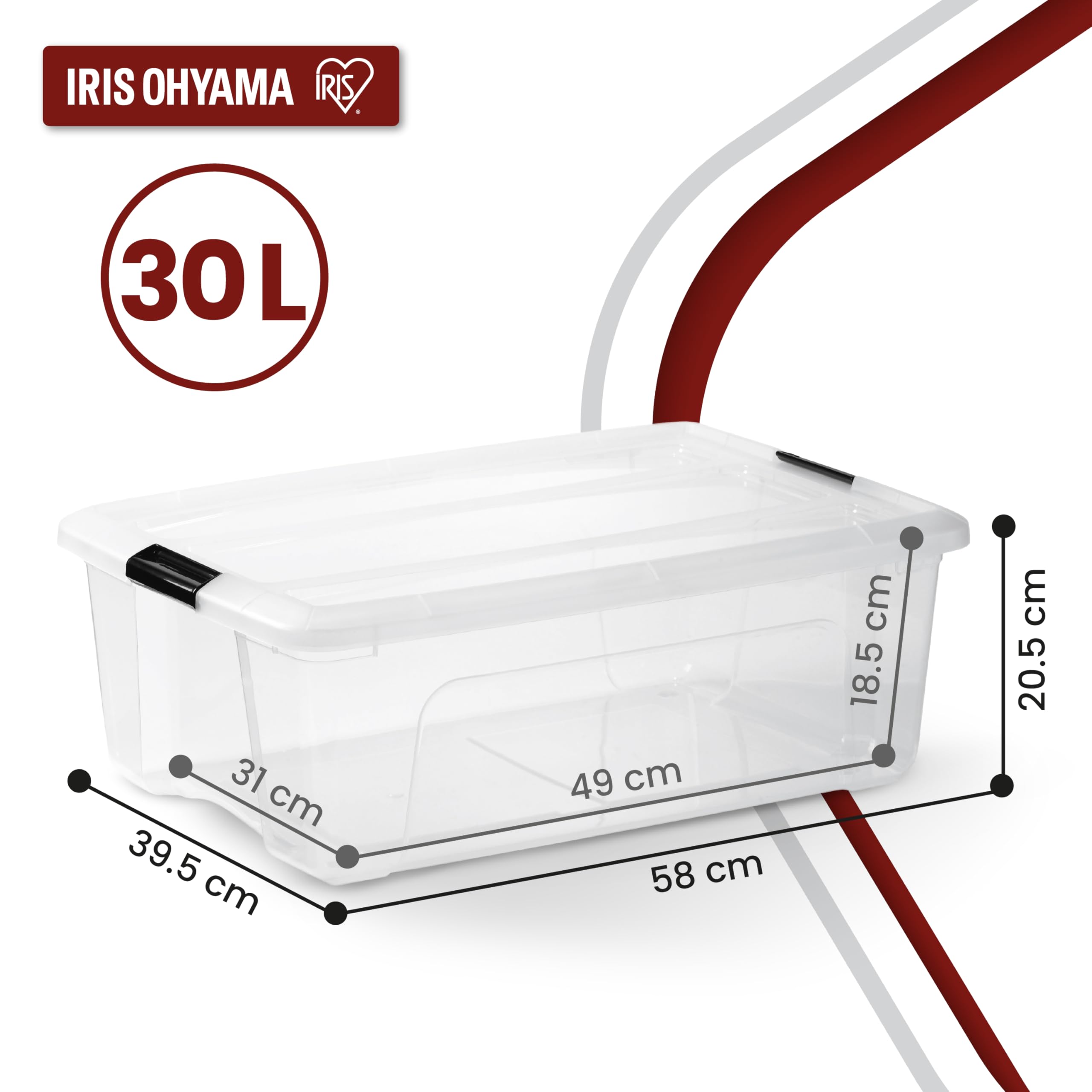 Iris Ohyama Aufbewahrungsboxen mit Deckel 30 L – Bild 2