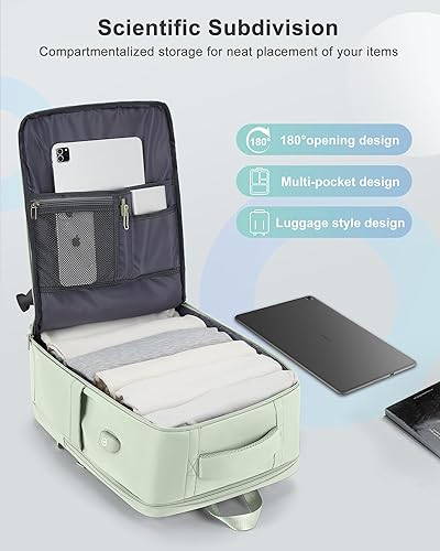 Miniatura 7 de VECAVE Mochila de viaje para laptop, mochila aprobada para vuelos,Mochila deportiva para universidad casual, F-verde-3, Mochila para laptop