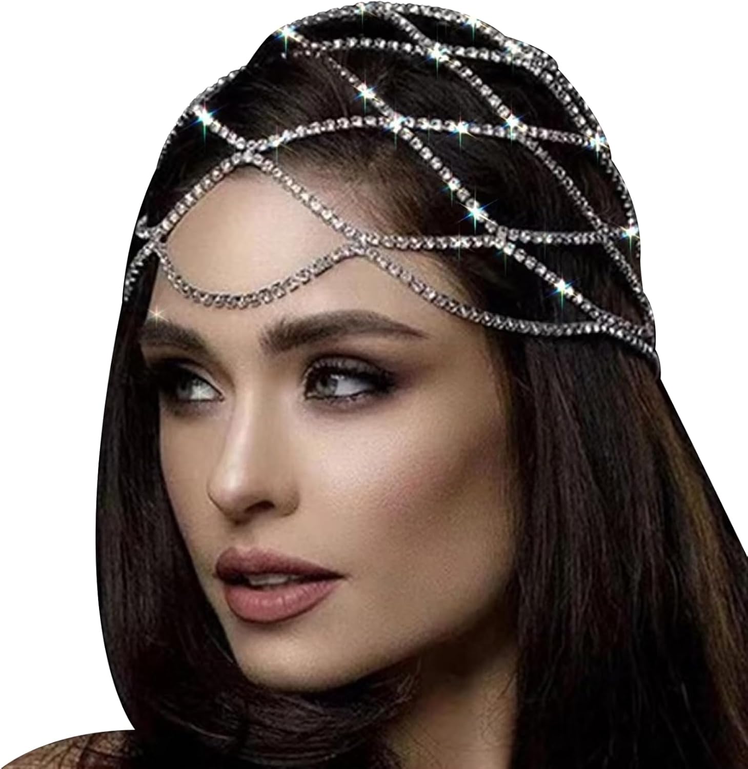 CUCUFA Mesh Headpiece Cap Bridal Headpiece Jewellery 1920s