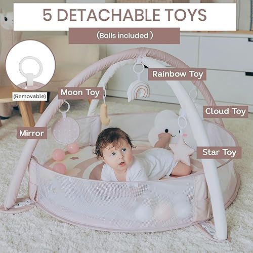 Miniatura 3 de Alfombra de juego 6 en 1 XL y gimnasio de juego, gimnasio para bebés, gimnasio de actividades para bebés, exploración sensorial y juguetes de