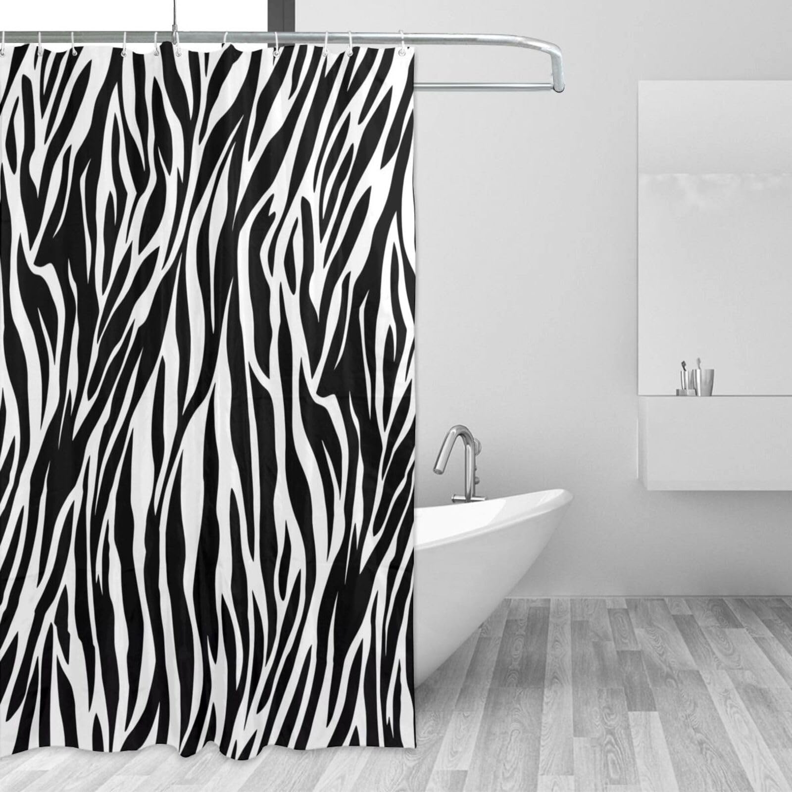 Rideau de douche imperméable zèbre 183x183cm pour doublure de baignoire