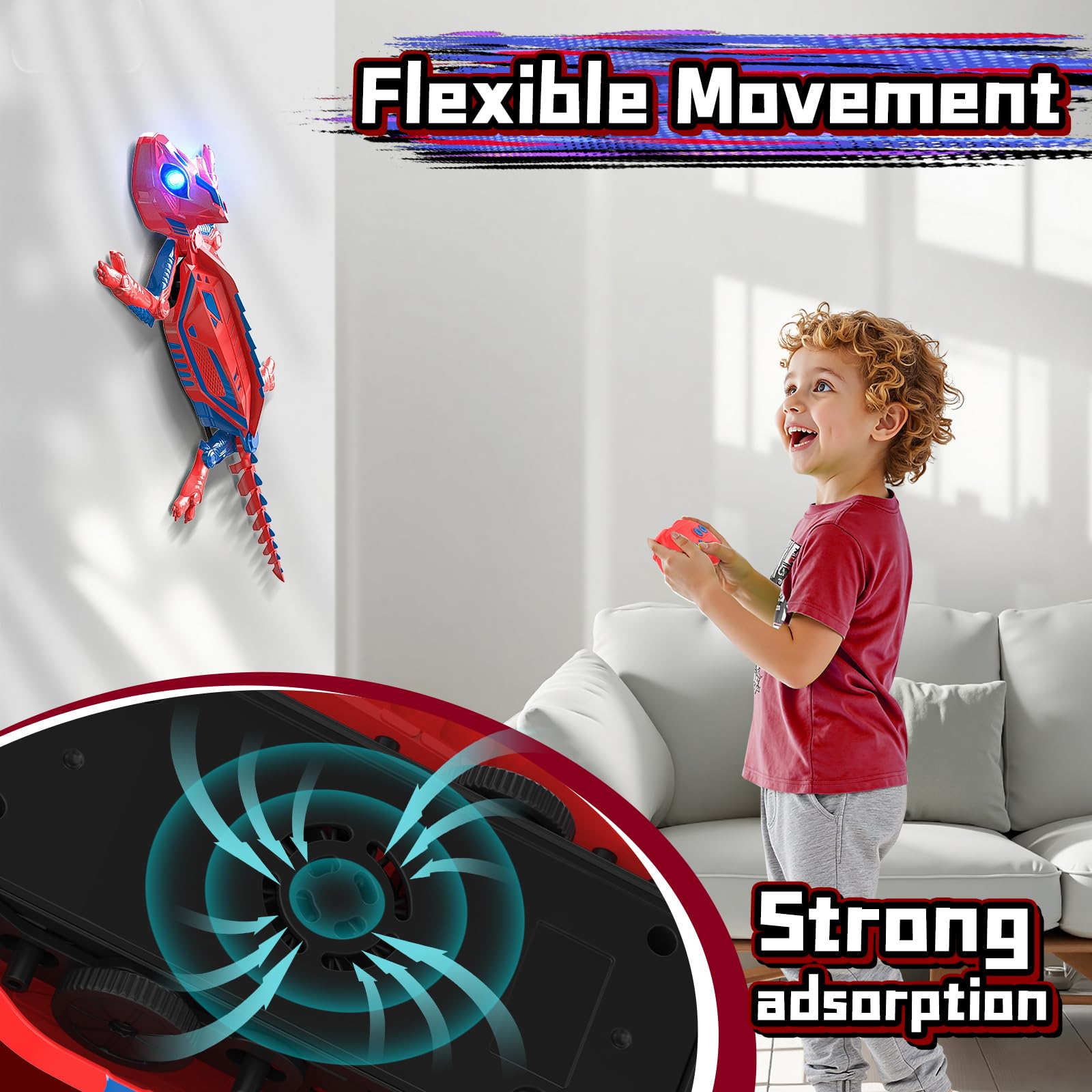 Geco Telecomandato, Spider Lucertola Radiocomandato Che va Sui Muri Giocattolo Animali con occhi a LED Giochi Bambini 3 4 5 6 7 8 9 10+ Anni Gioco Educativi Regalo Compleanno Natale Bimbi Ragazzi