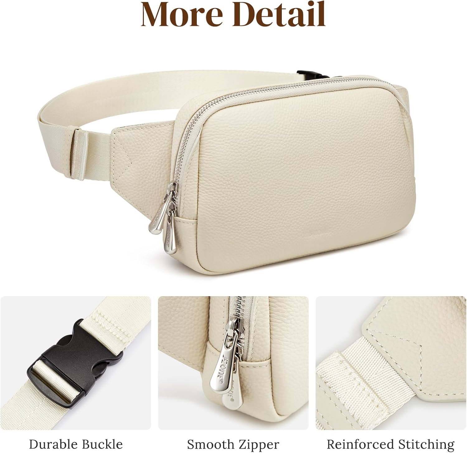 S-ZONE Leather Fanny Pack for Women RFID Blocking Waist Belt Bag Crossbody Purse - Image 6