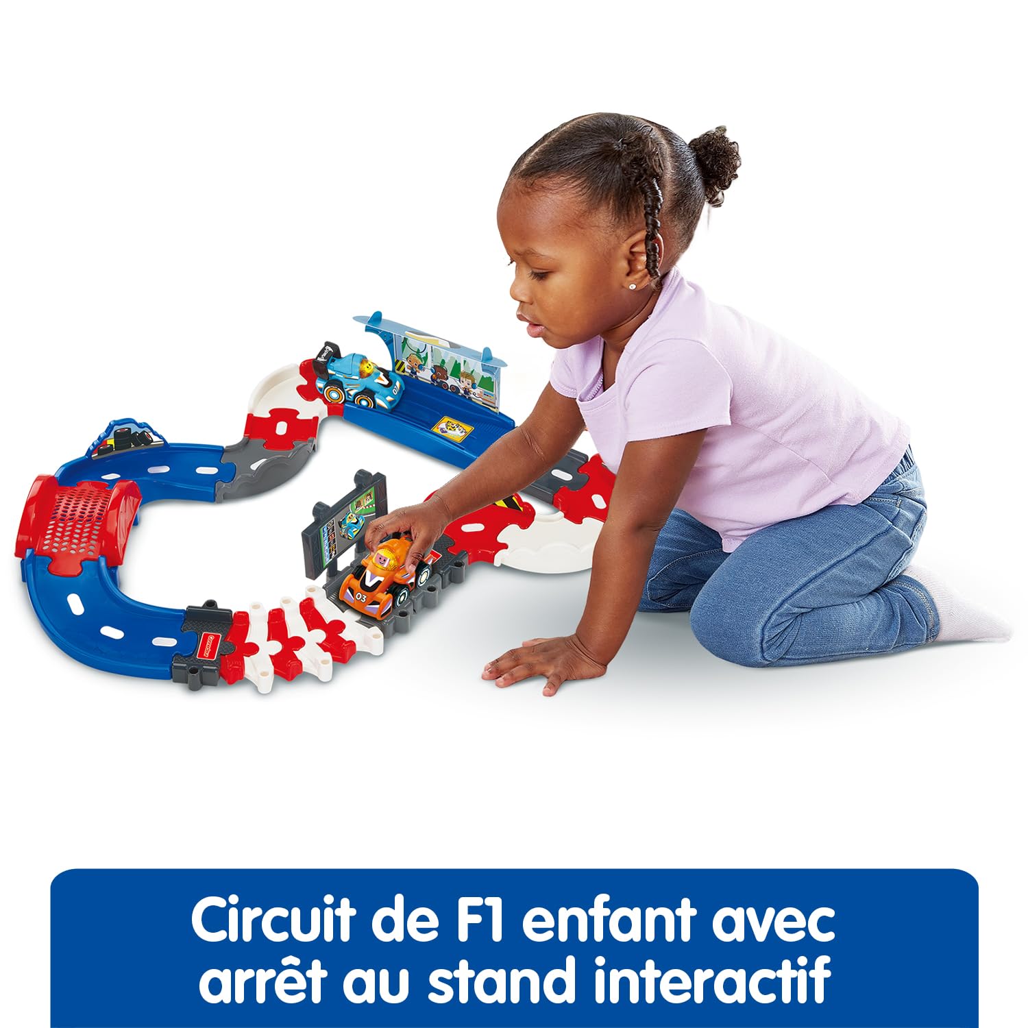 VTech - Tut Tut Bolides Circuit Pit Stop - Circuit Enfant F1 avec Voiture de Course, Siméon Super Champion, 1 Zone Magique - Cadeau Enfant de 1 an à 5 Ans - Contenu en Français