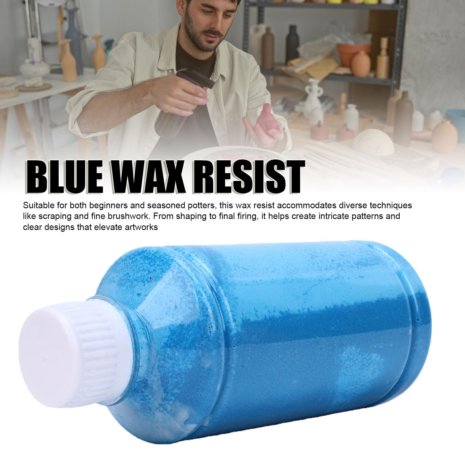 Ejoyous Resistencia a la Cera de Cerámica 250 Ml Resistencia Al Esmalte Azul para Cerámica Dibujo de Patrones Precisos Quemado Limpio en Horno para Bisqueware bajo Vidriado Artistas de Construidos a