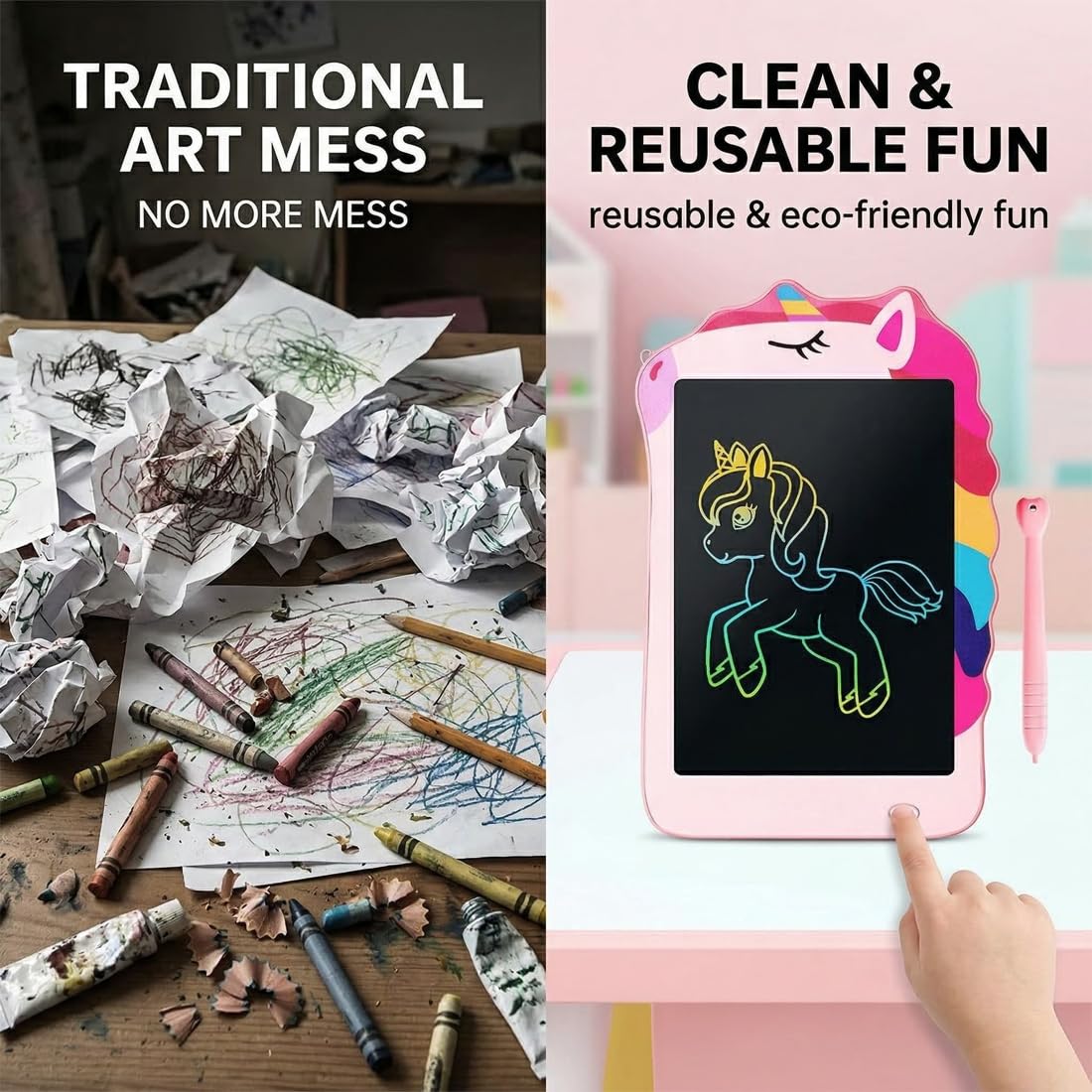 8,5 Pizarra Electrónica, Pulgadas Tableta de Escritura Color, Juguetes Educativo Niños con Borrable y Bloqueo Función, Reutilizable, para el Hogar, Escuela, para Niñas y Niños de 3-12 Años