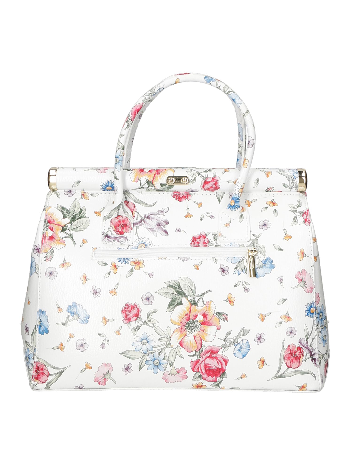 Gave Lux Bolso de Mano Mujer Piel Dólar Blanco Estampado Flores - Artesanal Made in Italy Bianco UNIQUE