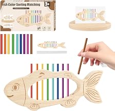 Felly Toys Children 2 3 4 Years, Fish Montessori Toys, Educational Game Wooden Toy Baby Stacking and Snapping Set, Birthday Gift Christmas 2+ Years