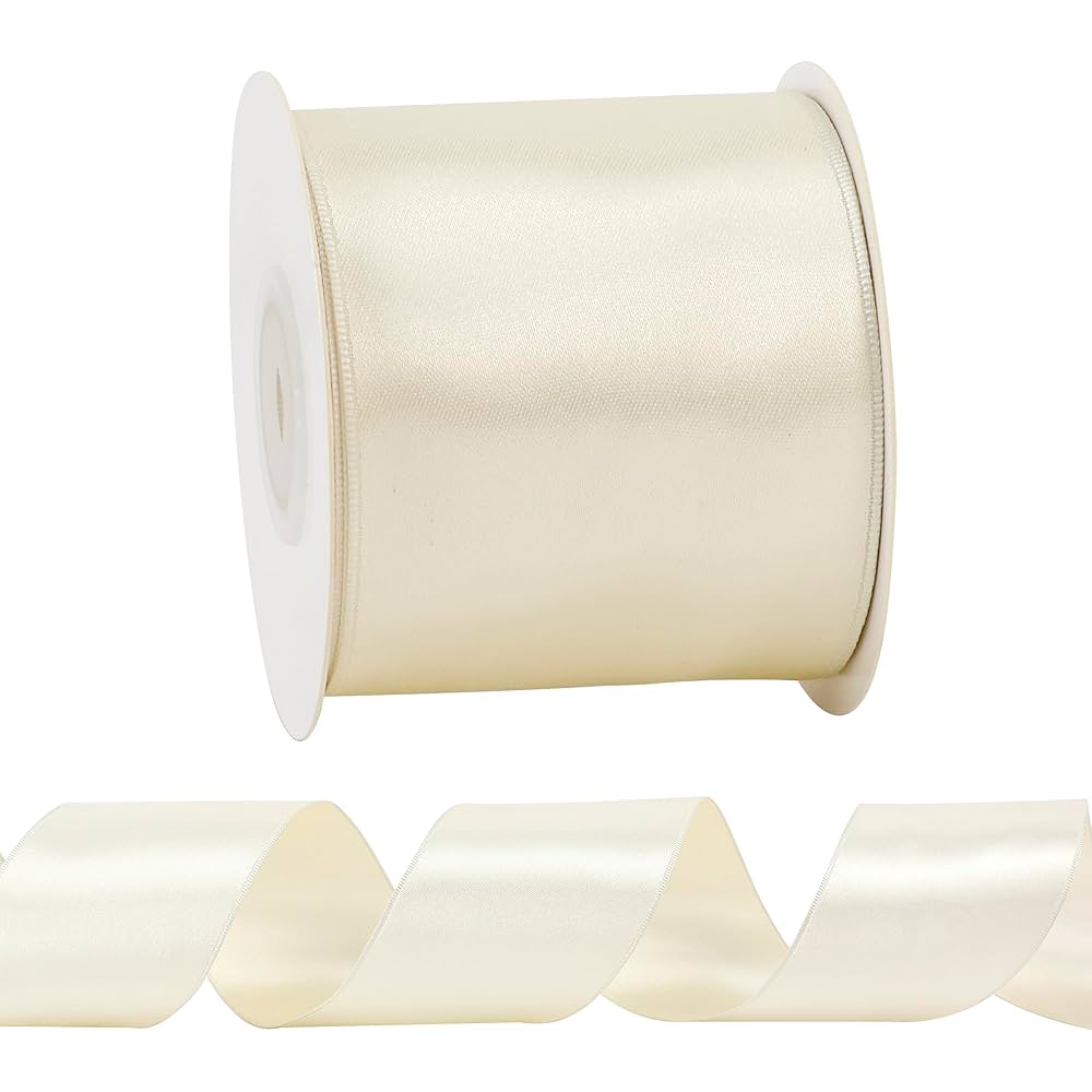 Amazon.com: HUIHUANG Cream Satin Wired Ribbon 2-1/2