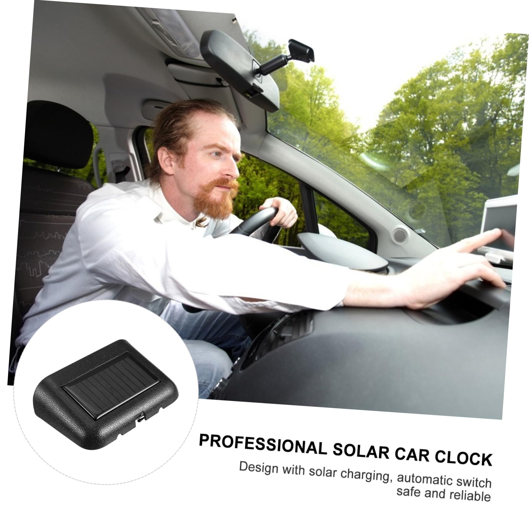 Mobestech 2piezas Reloj De Coche Electrónico Solar Luminoso Sensor De Vibración Alta Precisión Muestra Hora Fecha y Temperatura Para Vehículos y Oficinas