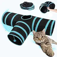 Brinquedo para Gato Túnel para gatos Dobrável Com Bolinha em T (AZUL)