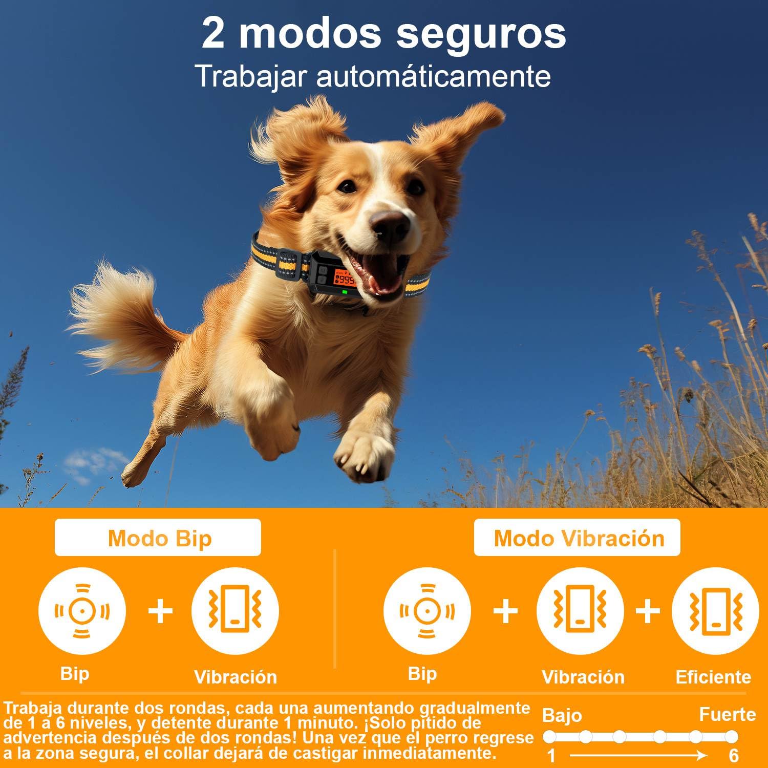 Sistema Valla Inalámbrica para Perros GPS Uso en Exteriores, Collar Valla Antifuga, IPX7 Impermeables, 4ra Gen última Tecnología de Chip GPS, Radio hasta 999 Yardas, para Perros Medianos y Grandes
