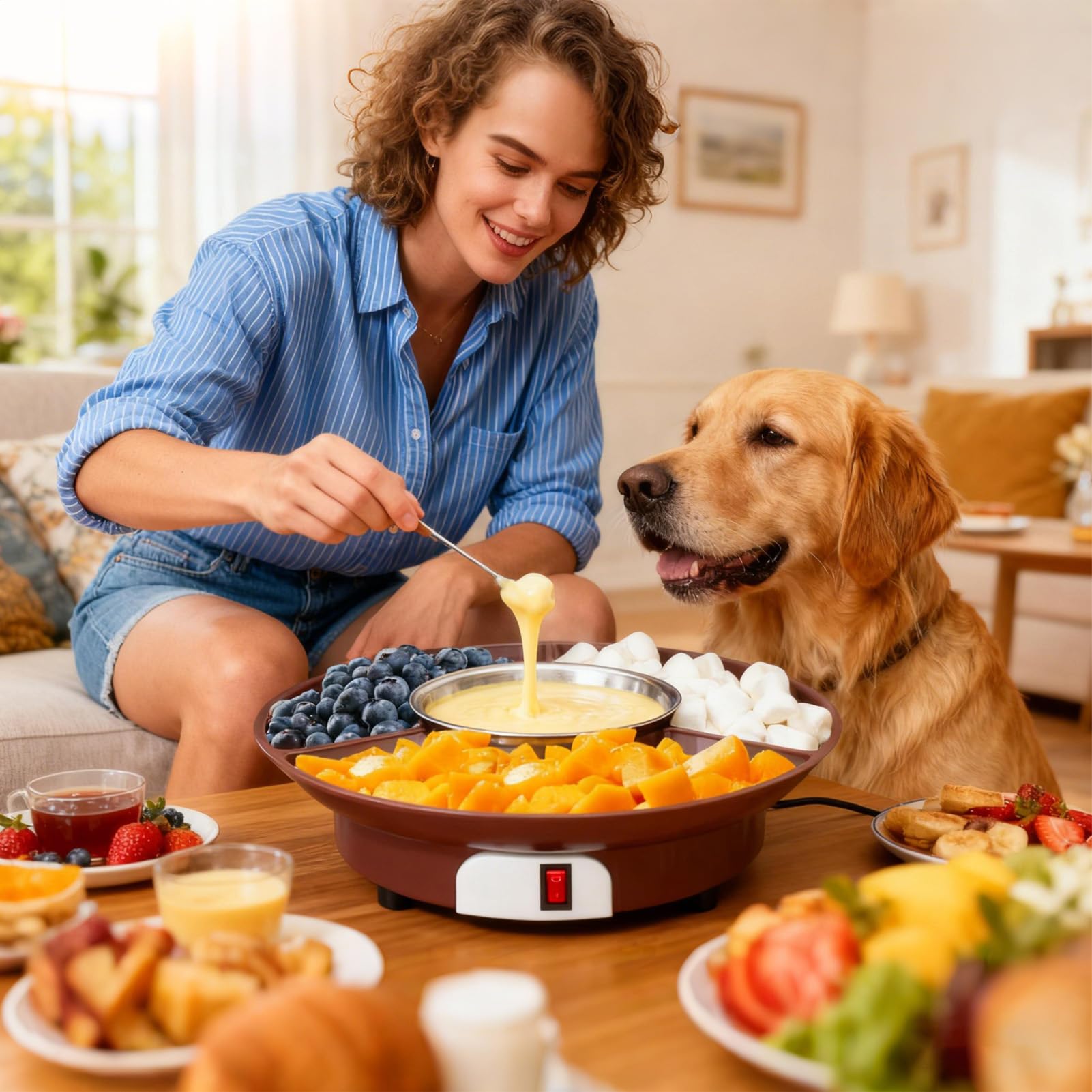 Generico Für Fondue - Sicherer Wärmer für Süßigkeiten und Cremes - Behälter zum Schmelzen von Süßigkeiten, ideal für Dessert Kaffee Milch Küche Party Camping Picknick