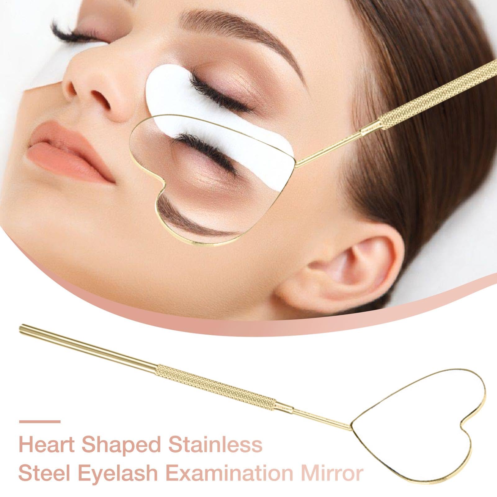 Specchio Lash Tech, Specchio per ciglia per extension ciglia,Specchio portatile per ciglia con manico lungo per trucco - Specchietto per trucco per ciglia per viaggi a casa