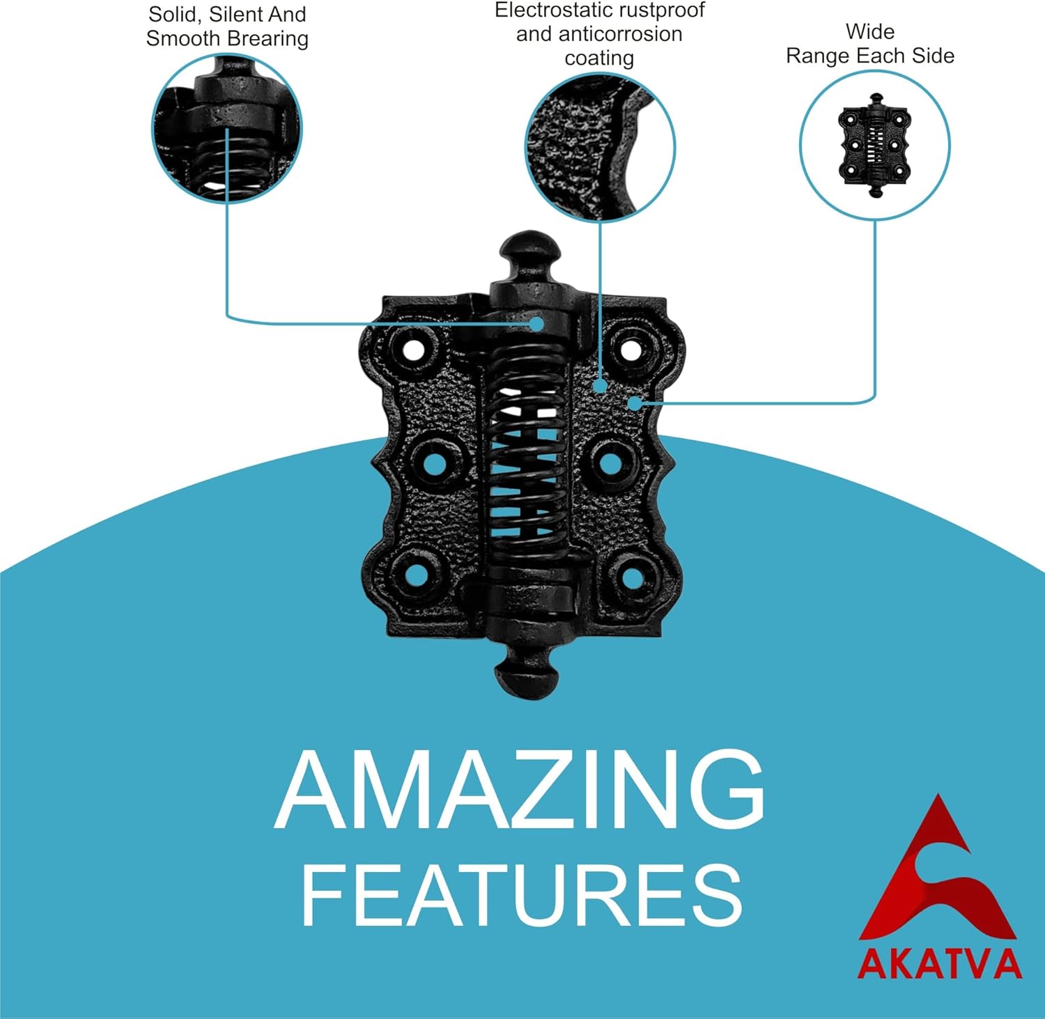 Akatva Self Closing Gate Hinges - Gate Closer Heavy Duty Gate Hinges- Self Closing Metal Gates Hinges - Self Closing Hinges - Auto Close Gate Hinges - Natural Oil Black Finish