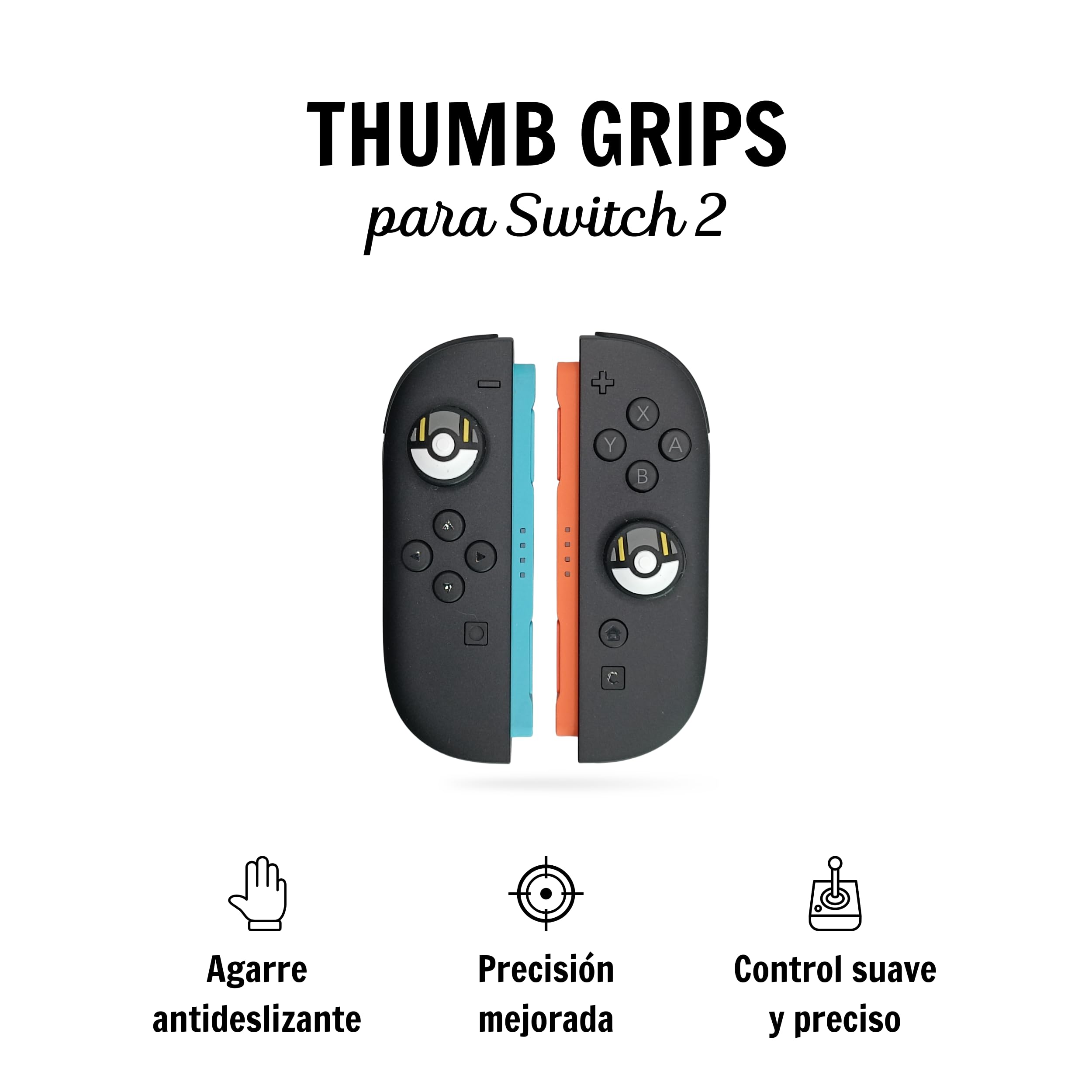 Agarres para el Pulgar compatibles con Nintendo Switch 2, Protector de Joystick, Tapas para Pulgar para Nintendo Switch 2, Thumb Grips para Switch 2, PS 4, PS5, Xbox (Poke)