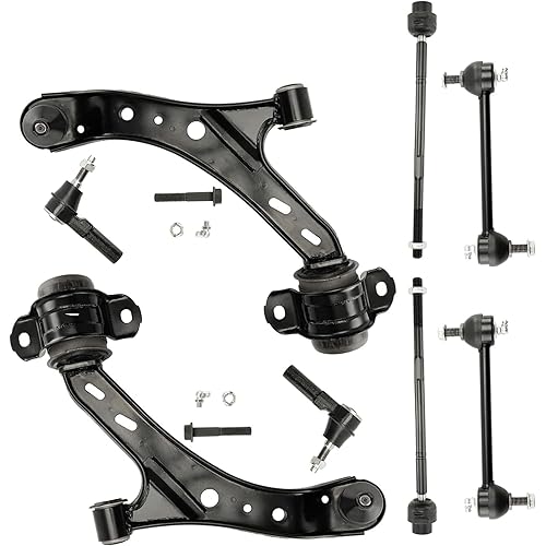 8Pcs Control Front Lower Right/Left Control Arm + Pre-Assembled Ball Joint Sway Bar End Inner Tie Rod Suspension Kit For Ford Mustang 2005 2006 2007 2008 2009 2010