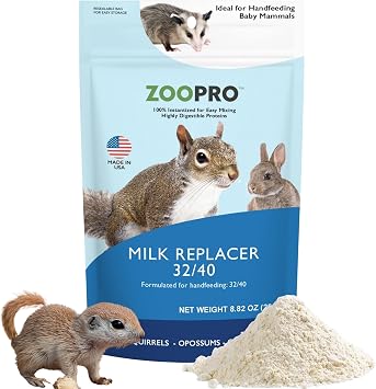 Exotic Nutrition ZooPro Milk Replacer 32/40 Formula Ideal for Baby Squirrels, Rabbits, Opossums, Raccoons | 100% Instantized for Mixing Digestible Proteins | 8.8oz