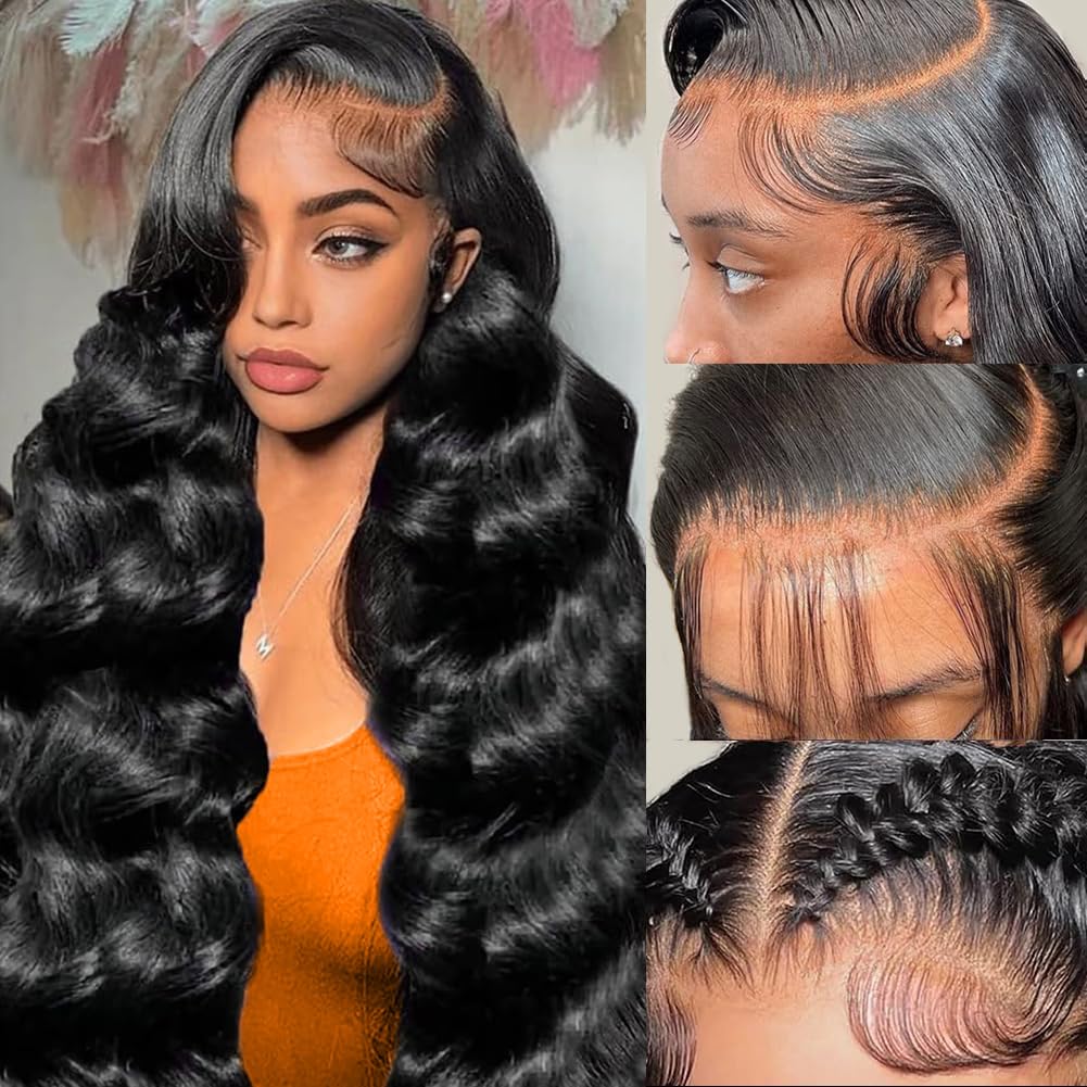 SUMT 26 Inch 13x6 Lace Front Wigs Human Hair 200% Density Hd Lace Front Wigs Human Hair Pre Plucked Glueless Wigs for Women Brazilian Virgin Body Wave Wig Natural Color