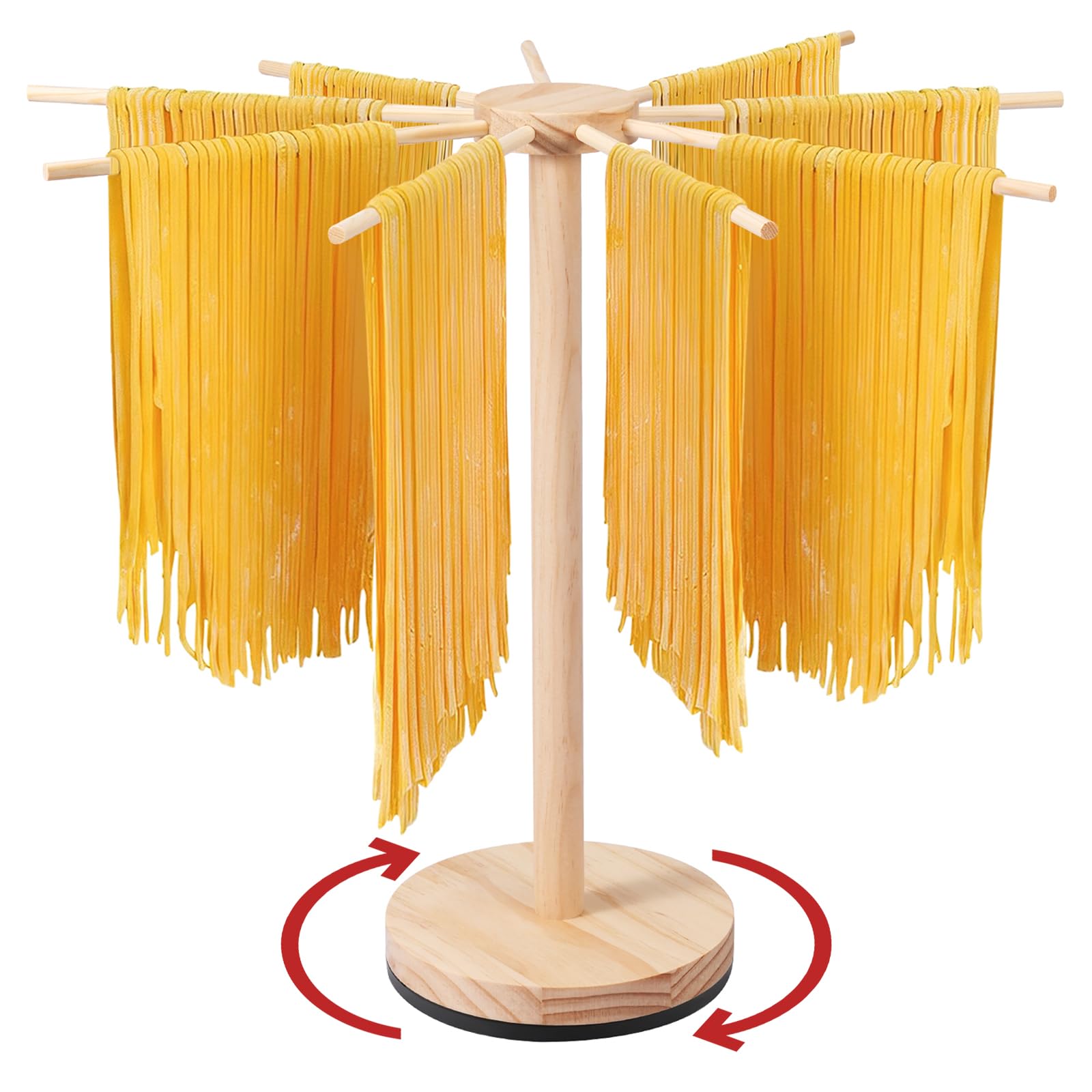 Asciugatrice per Pasta con Base Girevole Essiccatore Pasta Fresca con 9 Manici Rimovibili Stendipasta per Pasta Fresca per Asciugare Fino A 4,5 kg Riutilizzabile per Pasta