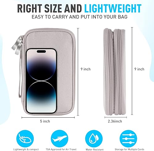 Miniatura 2 de SRISE Organizador electrónico organizador de cables de viaje, bolsa de transporte para accesorios electrónicos, portátil, resistente al agua, bolsa