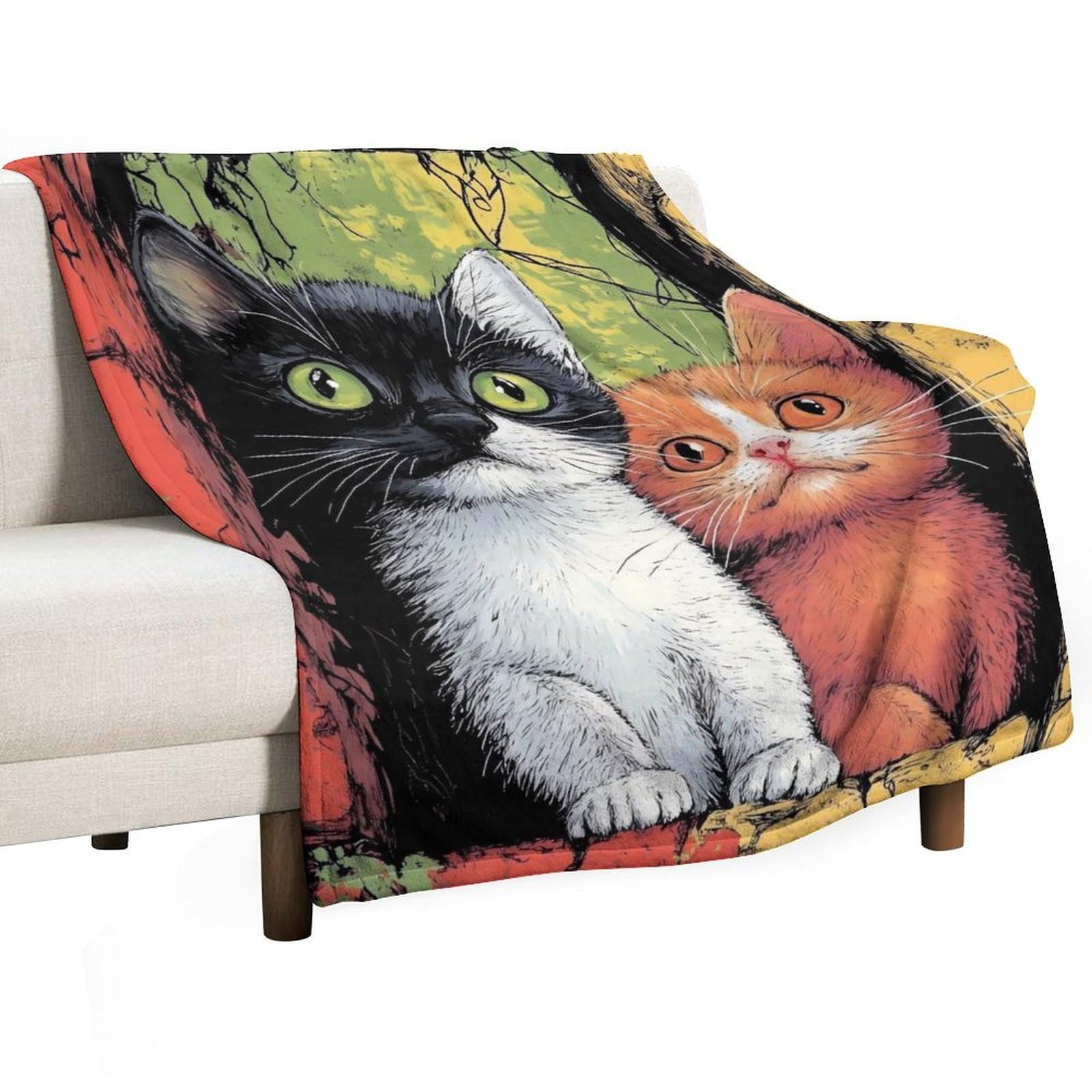 YHGSREUOH Funny Cat (4) Flannel Blankets Fleece Soft Throw Lightweight Plush Gifts for Couch, Bed, Cozy Sofa Plush, Chair, Lovers 100x130cm(40x50in)