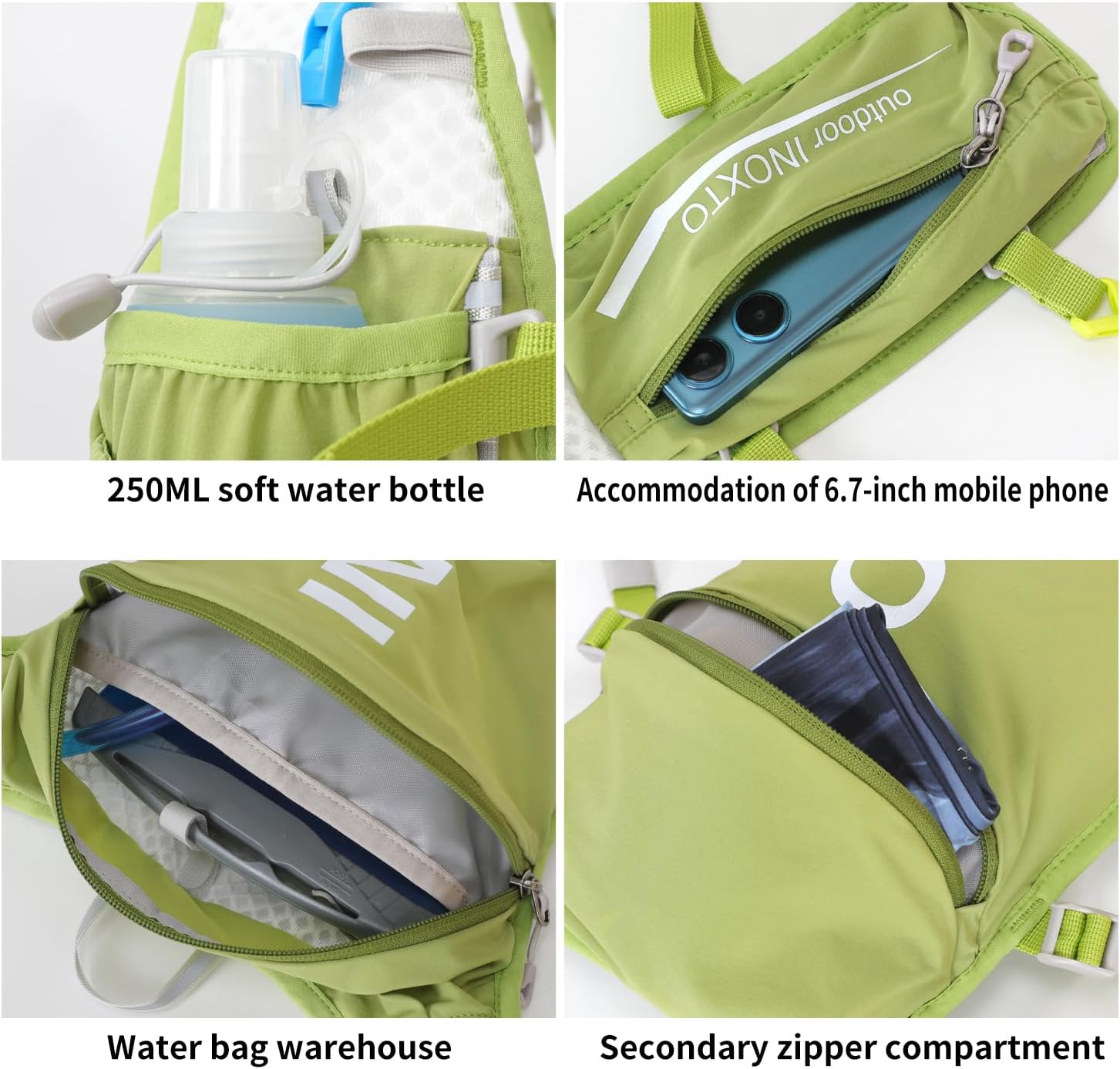 INOXTO Running Hydration Vest Backpack,Lightweight Insulated Pack with 1.5L Water Bladder Bag Daypack for Hiking Trail Running Cycling Race Marathon for Women Men