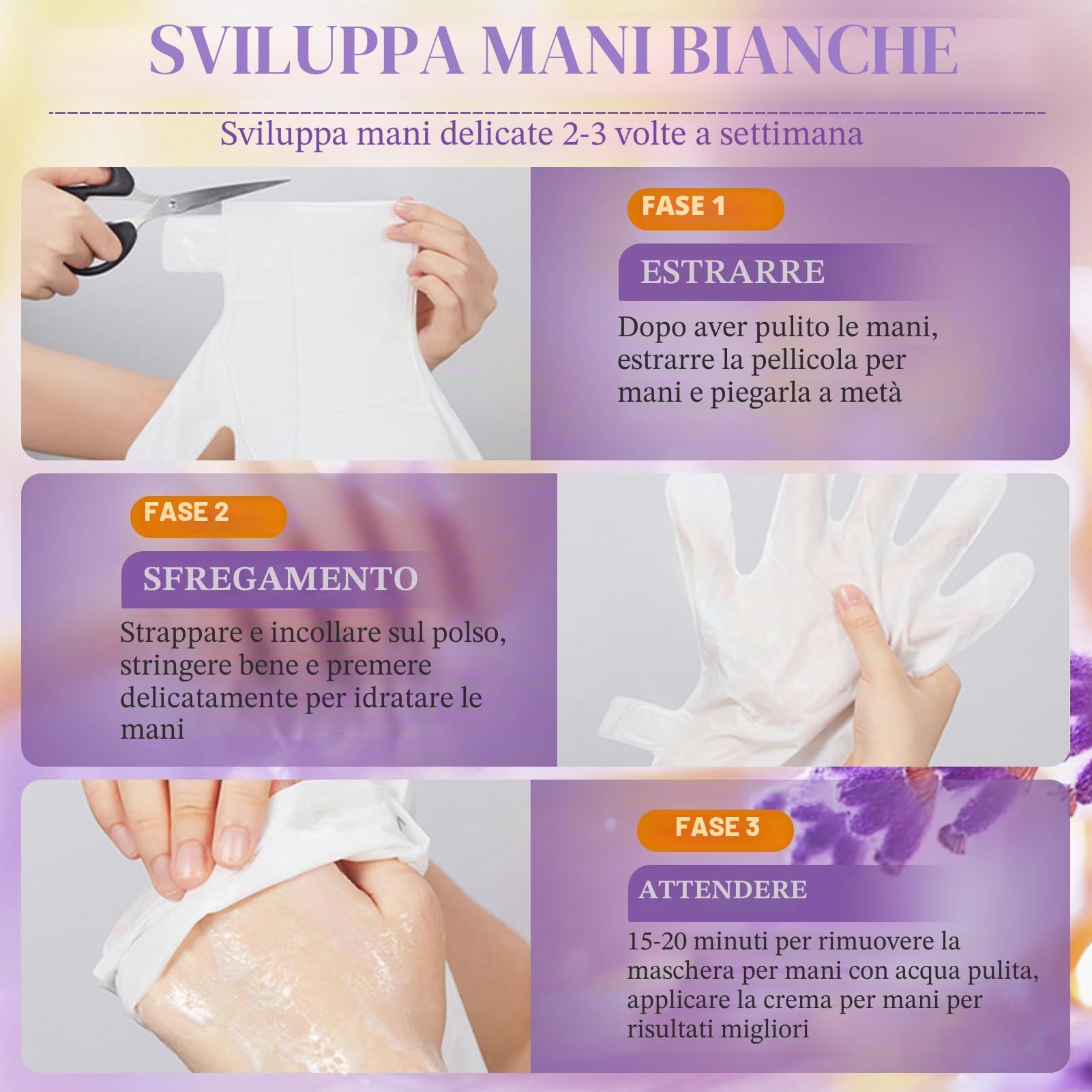 Maschera per Mani,6 Paia Maschera Mani Guanti,Miele e Lavanda Guanti Idratanti,per Invecchiamento Secco e Screpolate,Riparazione Della Pelle Ruvida (Verde)