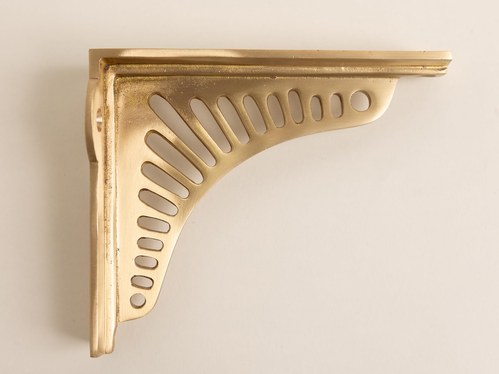 Brass Bee Satin Brass Sunrise Shelf Brackets | Heavy Duty Brackets For Kitchen Bookshelf | Brass Shelving Heavy Solid Cast Brass | Sold Individually