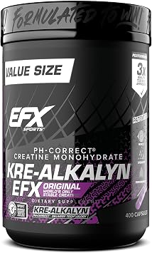 EFX Sports Kre-Alkalyn EFX | pH Correct Creatine Monohydrate Pill Supplement | Strength, Muscle Growth & Performance | 200 Servings, 400 Capsules