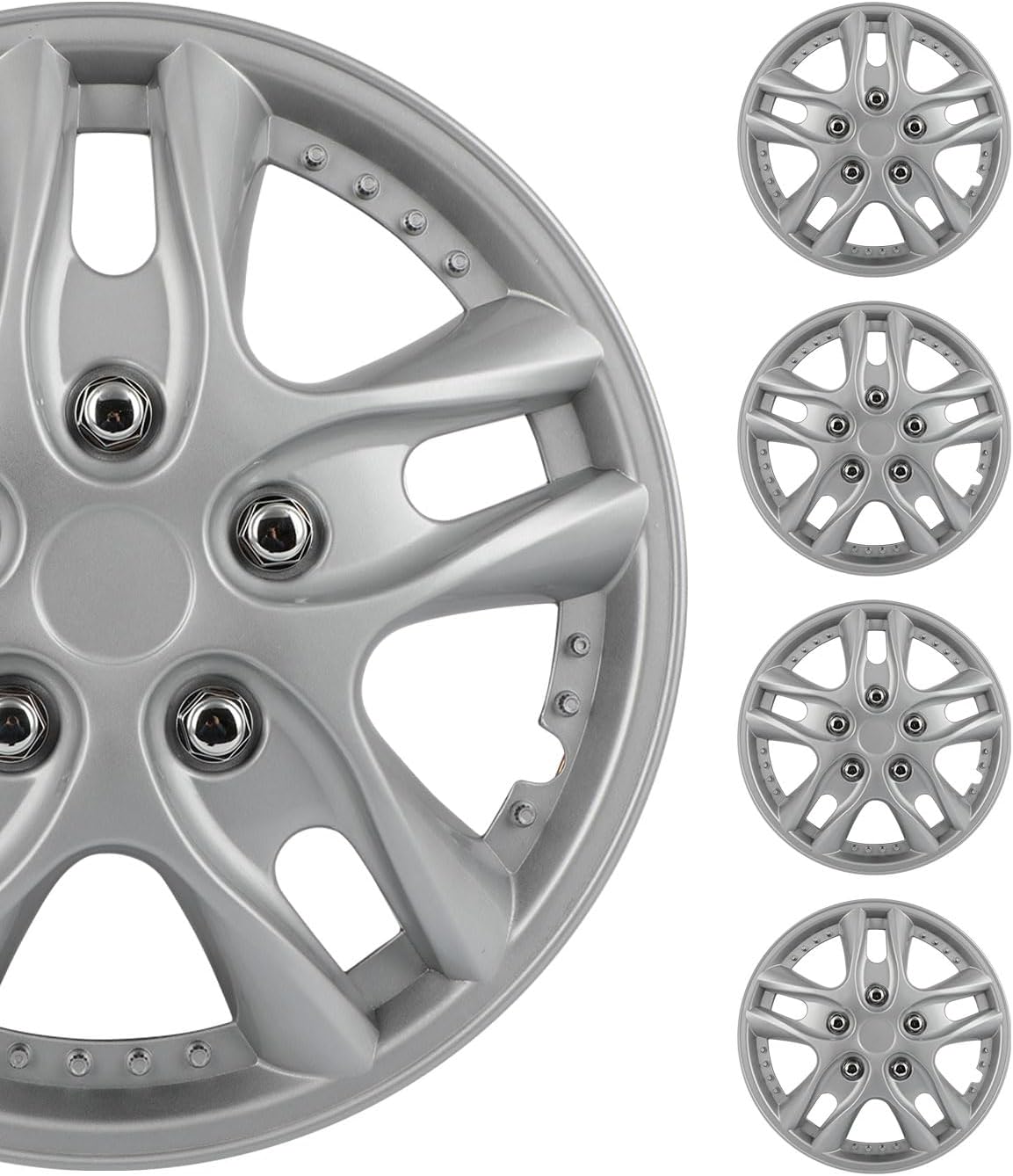 SCITOO 4pcs Set of 12-Inch Silver Hubcaps can be Easily Installed on Car Truck SUV,Suitable for a Variety of Models,Beautiful and Rust-Proof