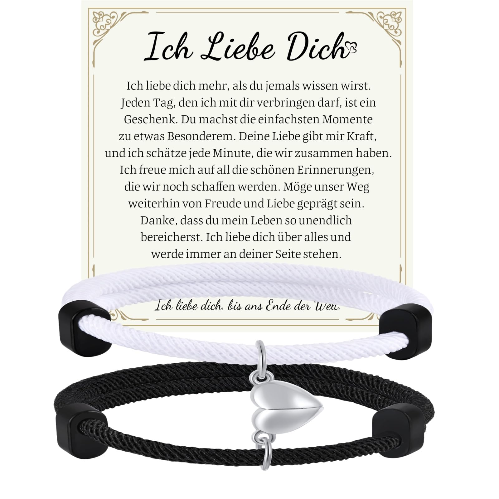 Gamtic Pärchen Armband Partner Geschenke - Verstellbares Partner Armbänder Jahrestag Geschenk für Beide, Geschenk für Meinen Mann Freund zum Valentinstag Weihnachten Geburtstag
