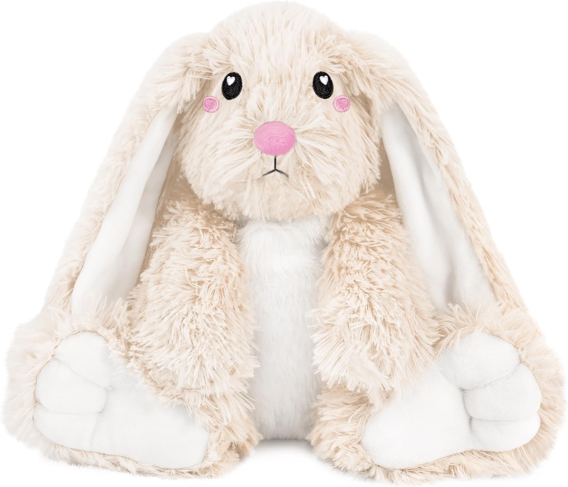 Bunny Microwavable Stuffed Animal – 1.5 lb Unscented Heating Pad Plush, Soft Cozy Bunny Toy for Relaxation and Comfort, Gift for Women, Girls, Adults & Kids by Happy Fuel, Ivory