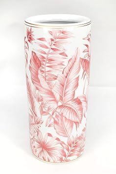 Tropical Leaf Porcelain Umbrella Stand, Pink