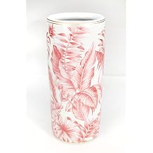 Tropical Leaf Porcelain Umbrella Stand, Pink