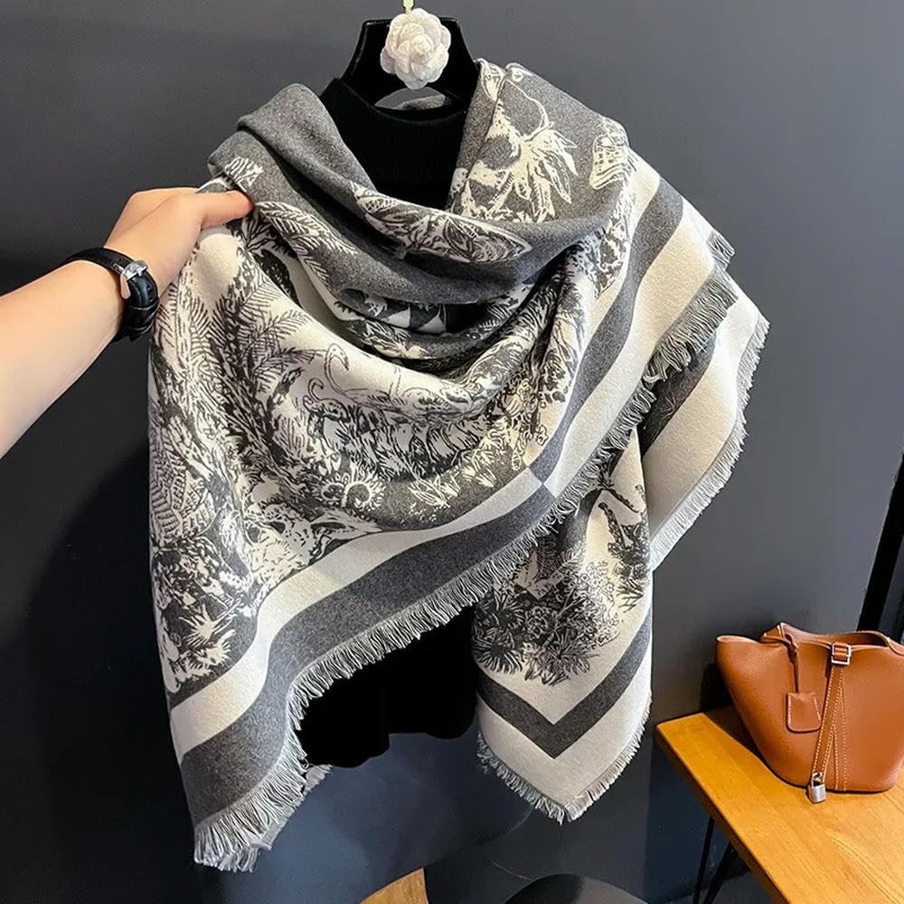 Bufanda de Invierno de Lujo para Mujer, pañuelo cálido de Cachemira, chales para Mujer, Bufandas Gruesas y Suaves, Bufandas con borlas, estolas