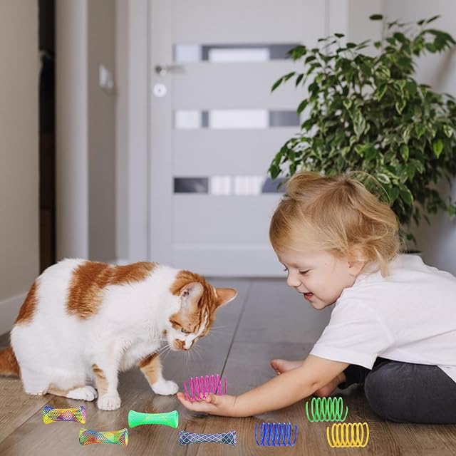 Foto 4 de 7 de DGUSO 42Pcs Muelles para Gatos Juguete Colorido CE Primavera CE Gato Interactivos Coloridos Muelles Gato…