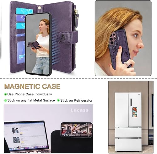 Miniatura 9 de Lacass Funda para Samsung Galaxy S22 Ultra 12 ranuras para tarjetas Soporte para dinero en efectivo para tarjetas de identificación, bolsillo con