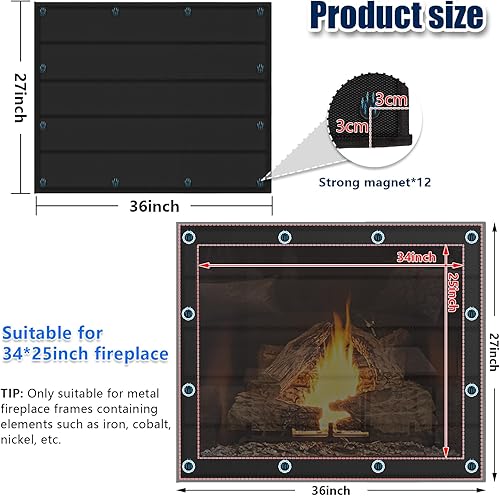 Vista 2 de Manta magnética para chimenea para pérdida de calor, cubiertas de chimenea para interiores, mantiene las corrientes de aire fuera, detiene