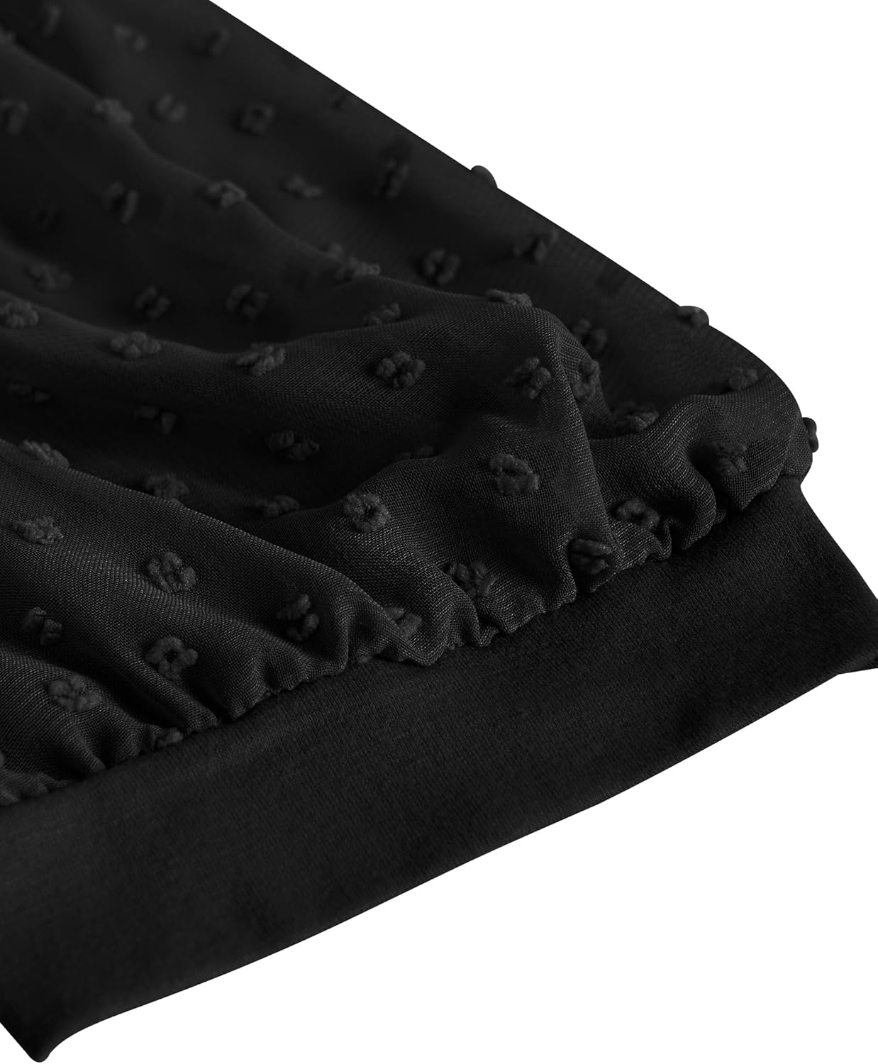 Women's Summer Tops Casual Solid Color V Neck Swiss Dot Puff Short Sleeve Loose T Shirt - Image 5