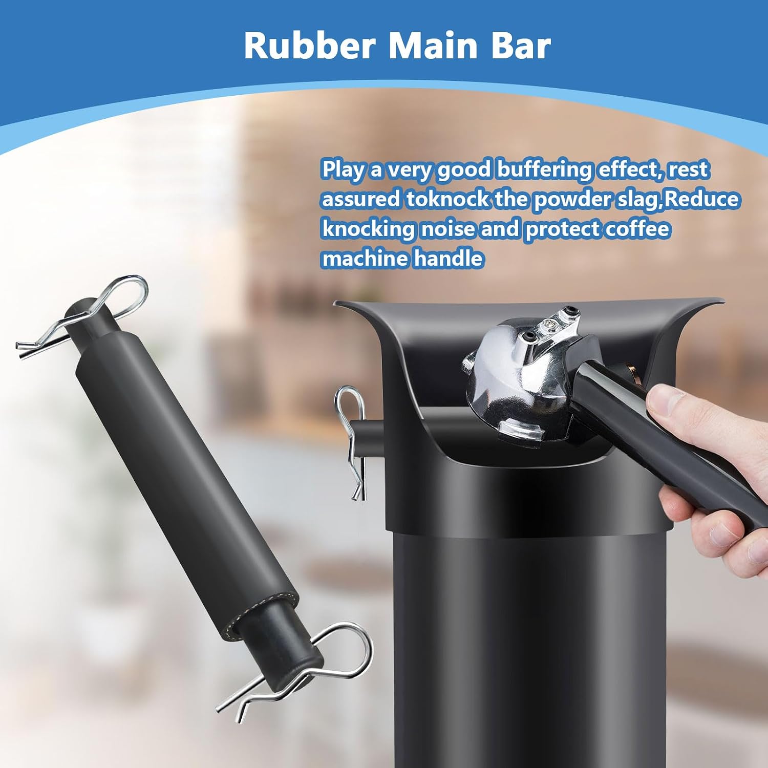 Replacement Knock Box Bar for Commerical Espresso Grounds Knock Box for Grounds Knock Box Rubber Knock Box Rubber Bar Drawer Type Knock Box Coffee Grounds Box Rod (Black, rubber)