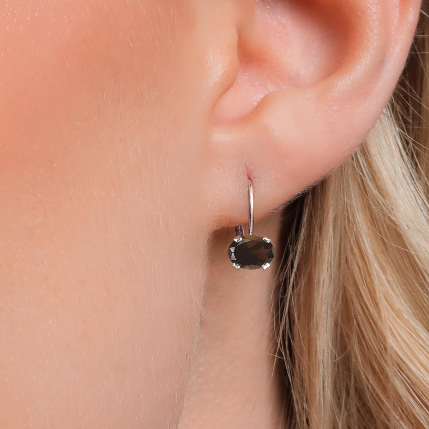 Gem Stone King 925 Sterling Silver 7X5MM Oval Gemstone Birthstone Drop Dangle Leverback Earrings For Women