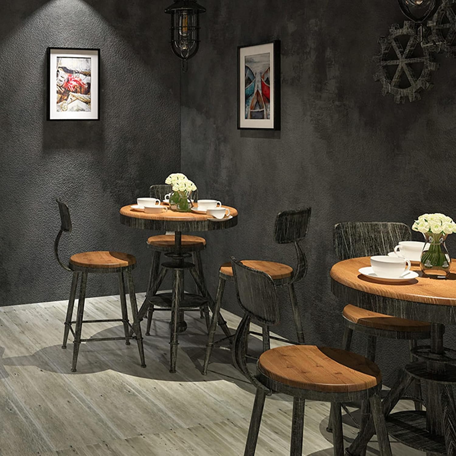 Realistic Peel and Stick Cement Wallpaper, 24 * 197 Inch Waterproof and Stain Resistant Concrete Wallpaper for Kitchen Bedroom Bathroom Countertop Cabinets (LG - Dark Grey)