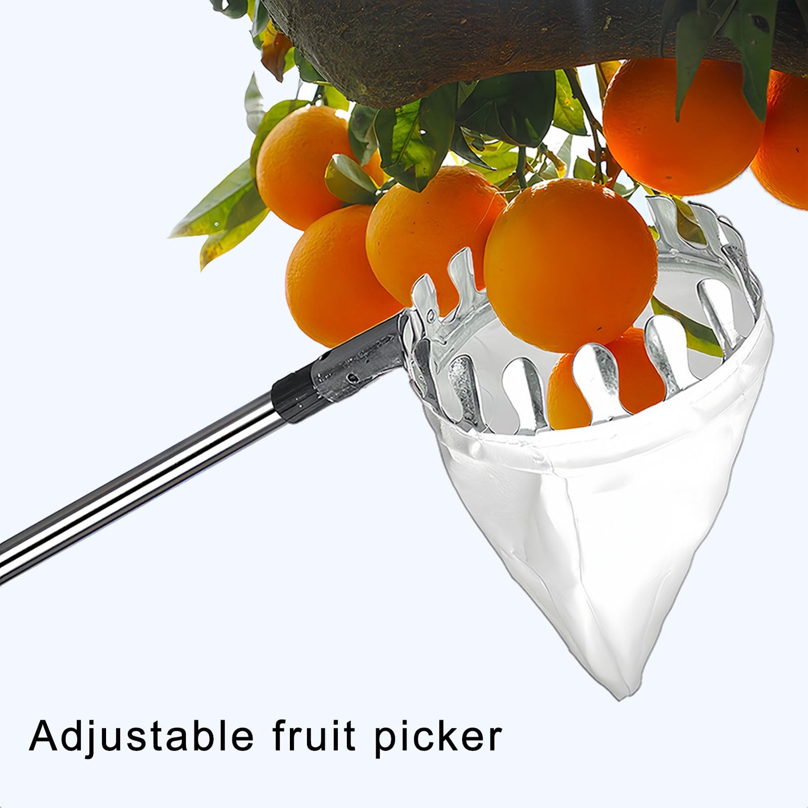 Herramienta de recolección de frutas extensible con varilla de acero inoxidable y bolsa de almacenamiento profesional para jardineros domésticos