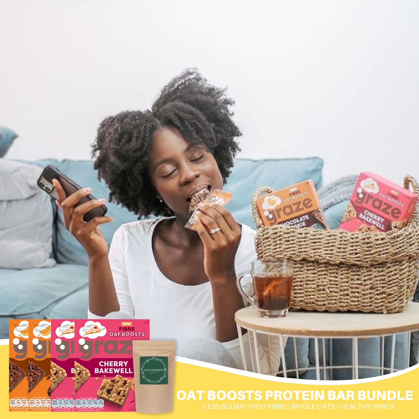 Graze Protein Barres d'avoine – Snacks sains, avoine entière, saveurs naturelles, riche en fibres, moins de sucre (16 collations – 4 paquets de 4 x 30 g)