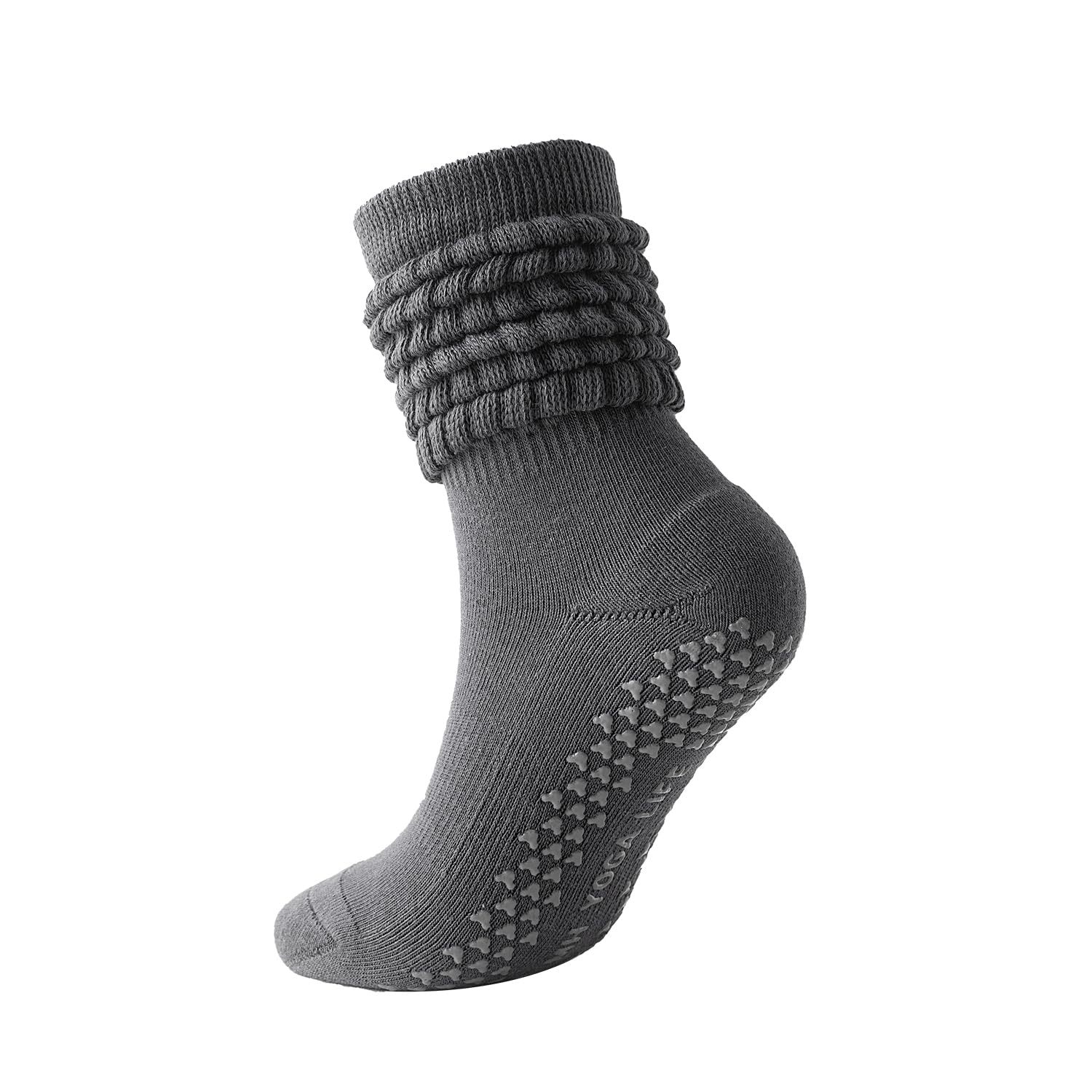 Pilates Socks with Grips Non-slip Slouch Socks with Grip Socks for Women Yoga, Barre, Dance, Fitness, Workouts