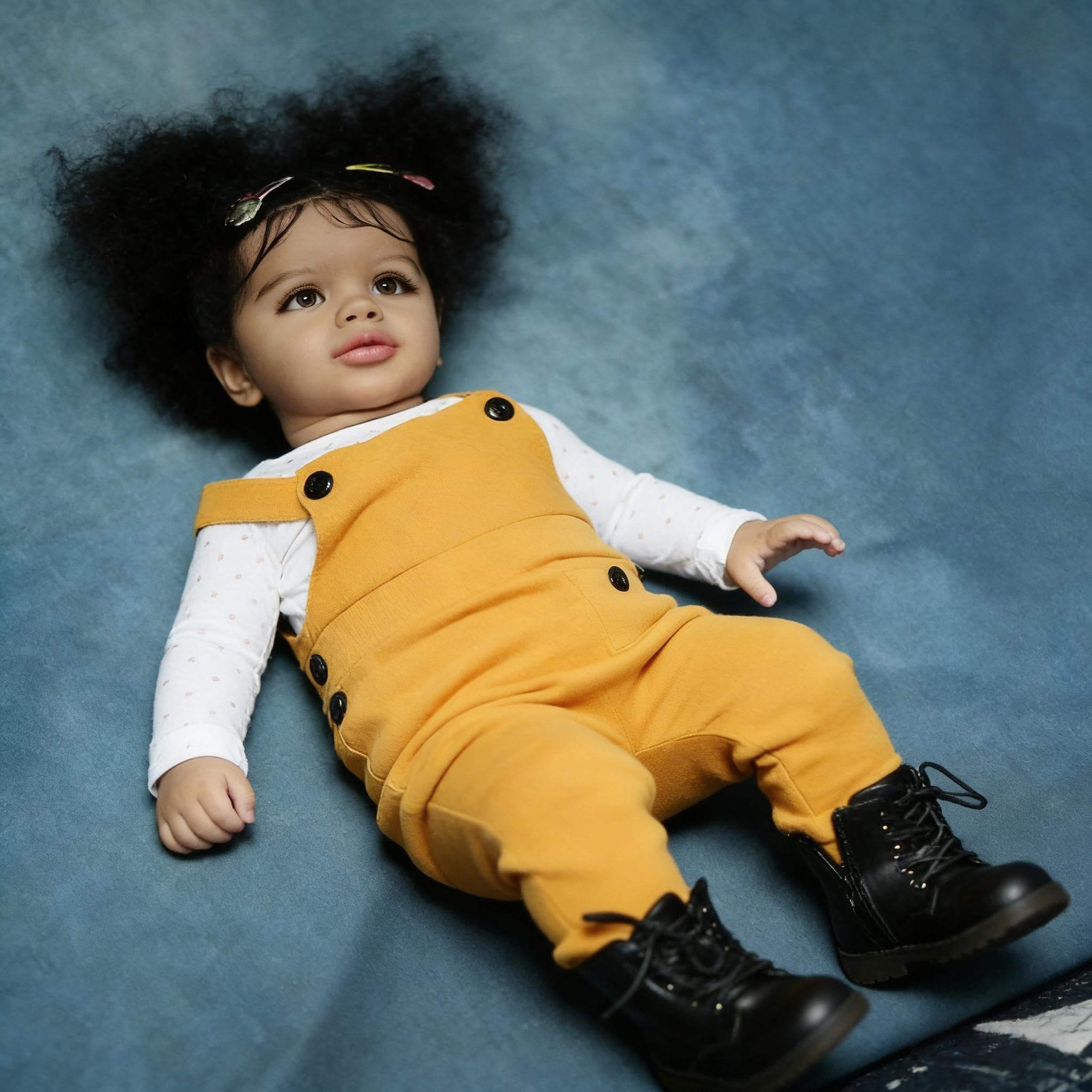 RXDOLL Afroamerykanin Reborn Baby Dolls Dziewczyna 66 cm Duży Rozmiar Realistyczna Maluch Baby Doll Czarne Dziewczyny Miękka Tkanina Winylowa Body Prawdziwie wyglądające Reborn Maluch Lalki Zabawki