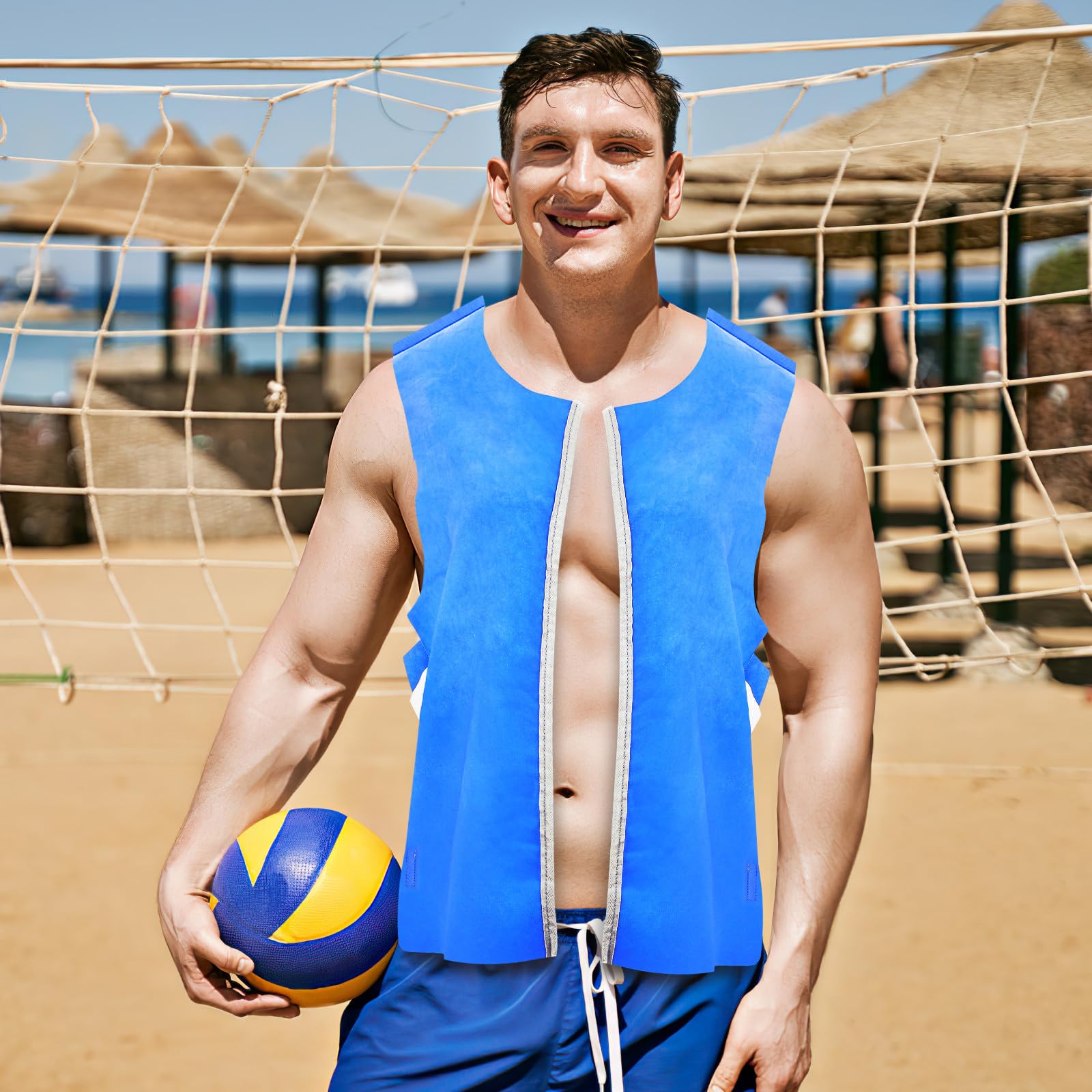 Gilet Rinfrescante Regolabile per Sport Estivi, Tessuto Innovativo Protezione Solare, per Operatori ad Alte Temperature Azzurro