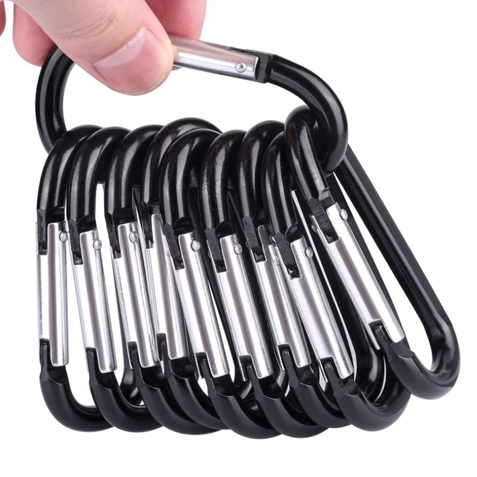 Lot De 10 Mousquetons Noirs INOX 2,54 Cm - Mini Mousquetons Pour Sacs à Dos, Clés Et équipement
